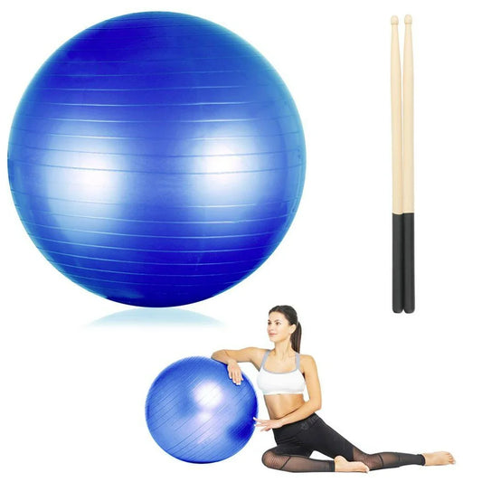 Cardio Drumming Equipment Set, Fitness Balance Ball with Pump & 3.2Oz Sticks, Aerobic Exercise Ball for Workouts, Stability, Pilates, Yoga, Pregnancy Gymnastics